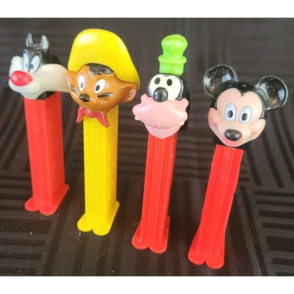 Vintage Disney Warner Brothers Mickey Mouse Speedy Goofy Sylvester Pez Dispenser
